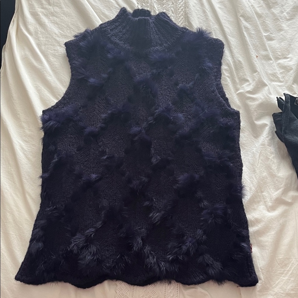 Dex Navy Fuzzy Tank Top